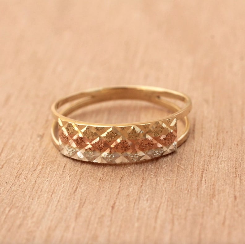 Tricolor Constellation Tricolor Diamond Motif Gold Band