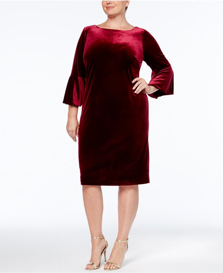 Calvin Klein Plus Size Velvet Bell-Sleeve Dress