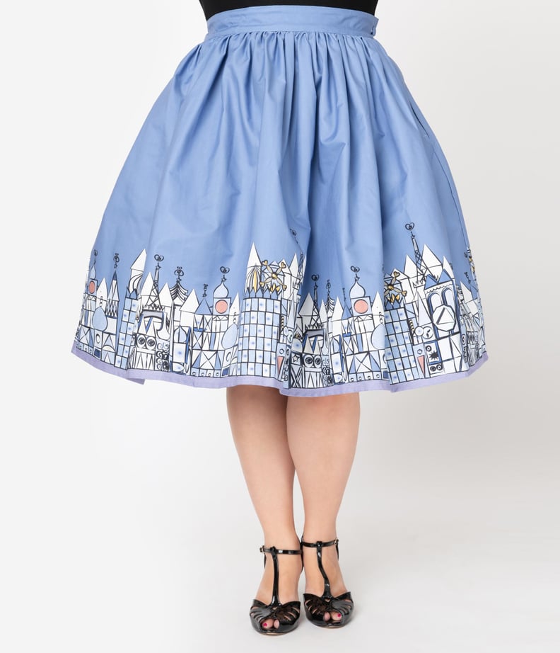 Unique Vintage Little City Print High Waist Circle Swing Skirt