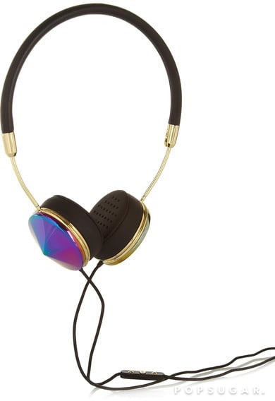 Frends Layla Leather And Iridescent Metal Headphones in Black