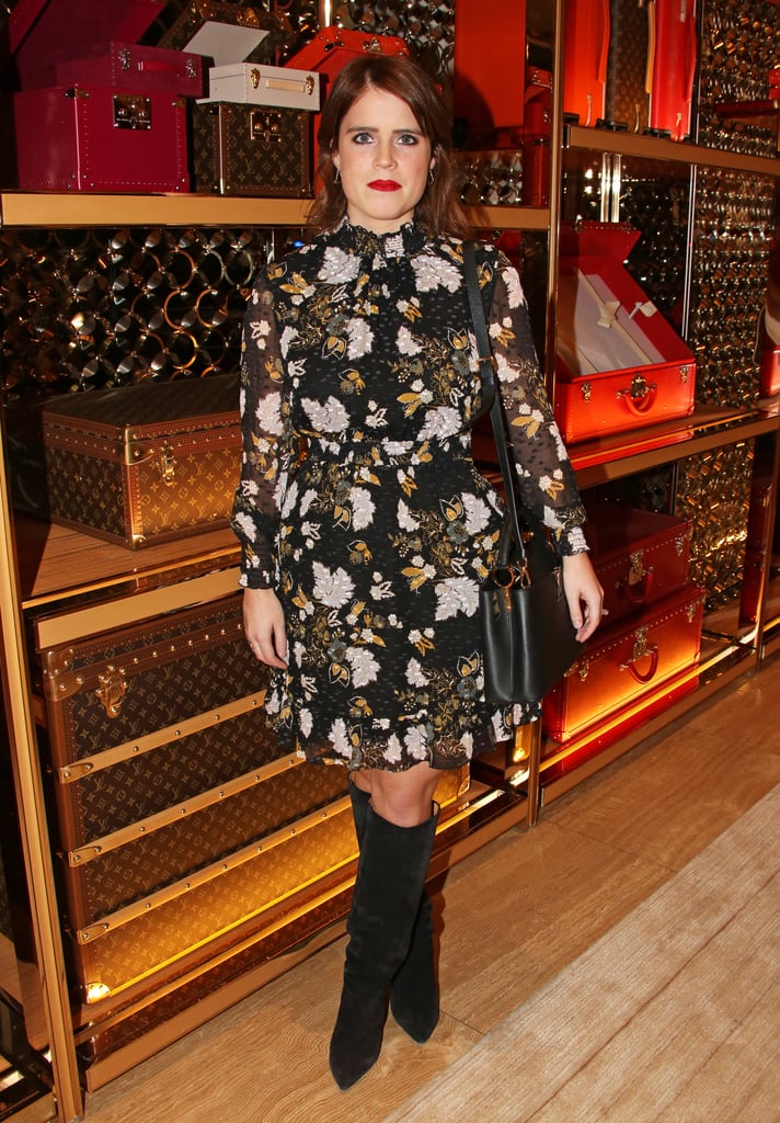 She rocked a floral dress and boots at a Louis Vuitton event in 2017.