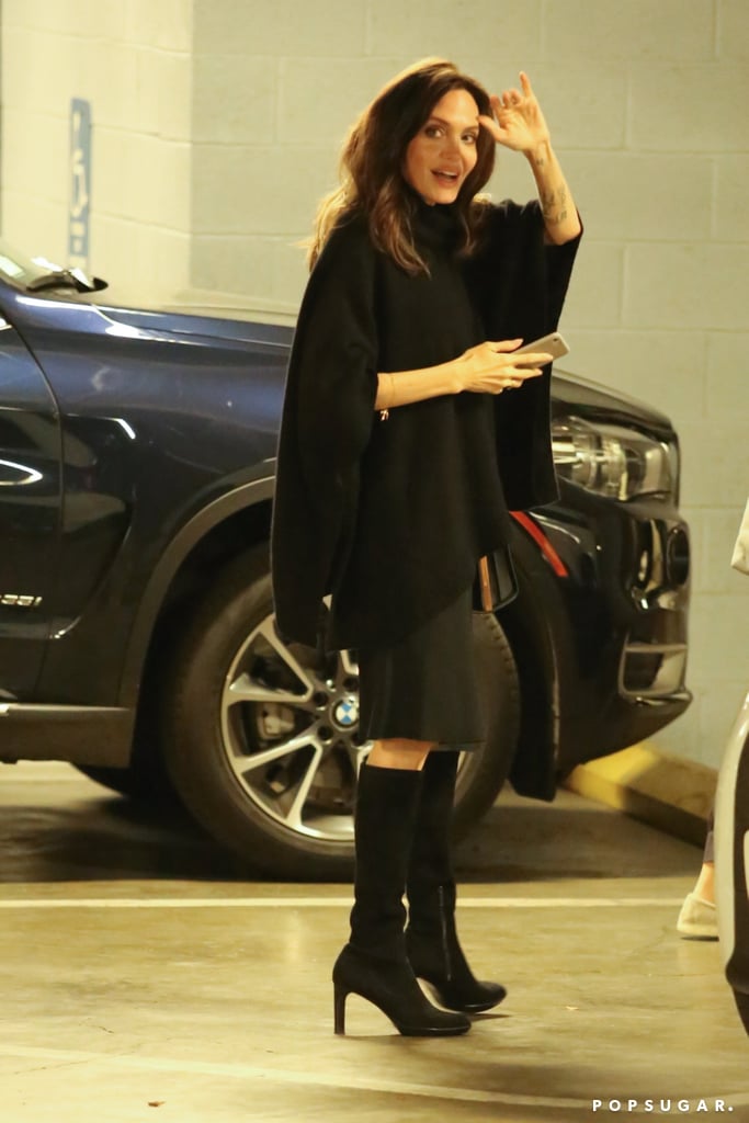 Angelina Jolie Wearing Black Suede Boots