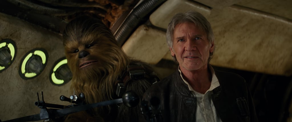 Chewbacca (Peter Mayhew) and Han Solo (Harrison Ford).