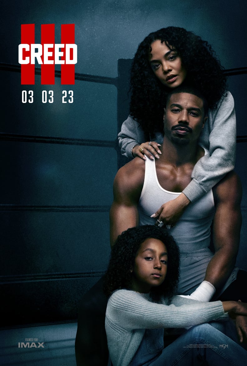 Michael B. Jordan, Tessa Thompson, and Mila Davis-Kent in "Creed III" Poster