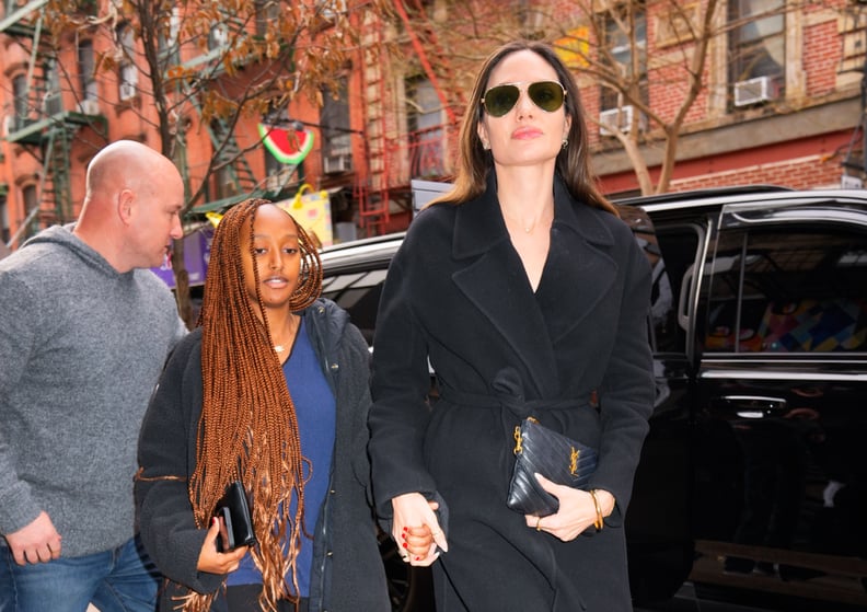 NEW YORK, NEW YORK - JANUARY 11: Angelina Jolie and Zahara Pitt-Jolie are seen on January 11, 2023 in New York City. (Photo by Gotham/GC Images)