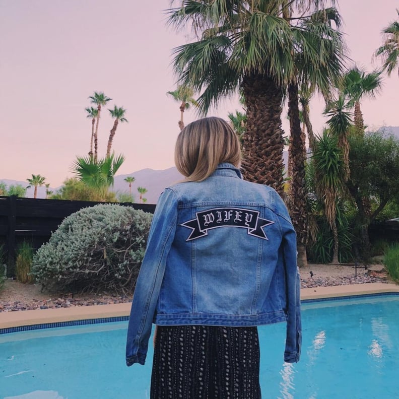 "Wifey" Custom Embroidered Leather Patch Denim Jacket