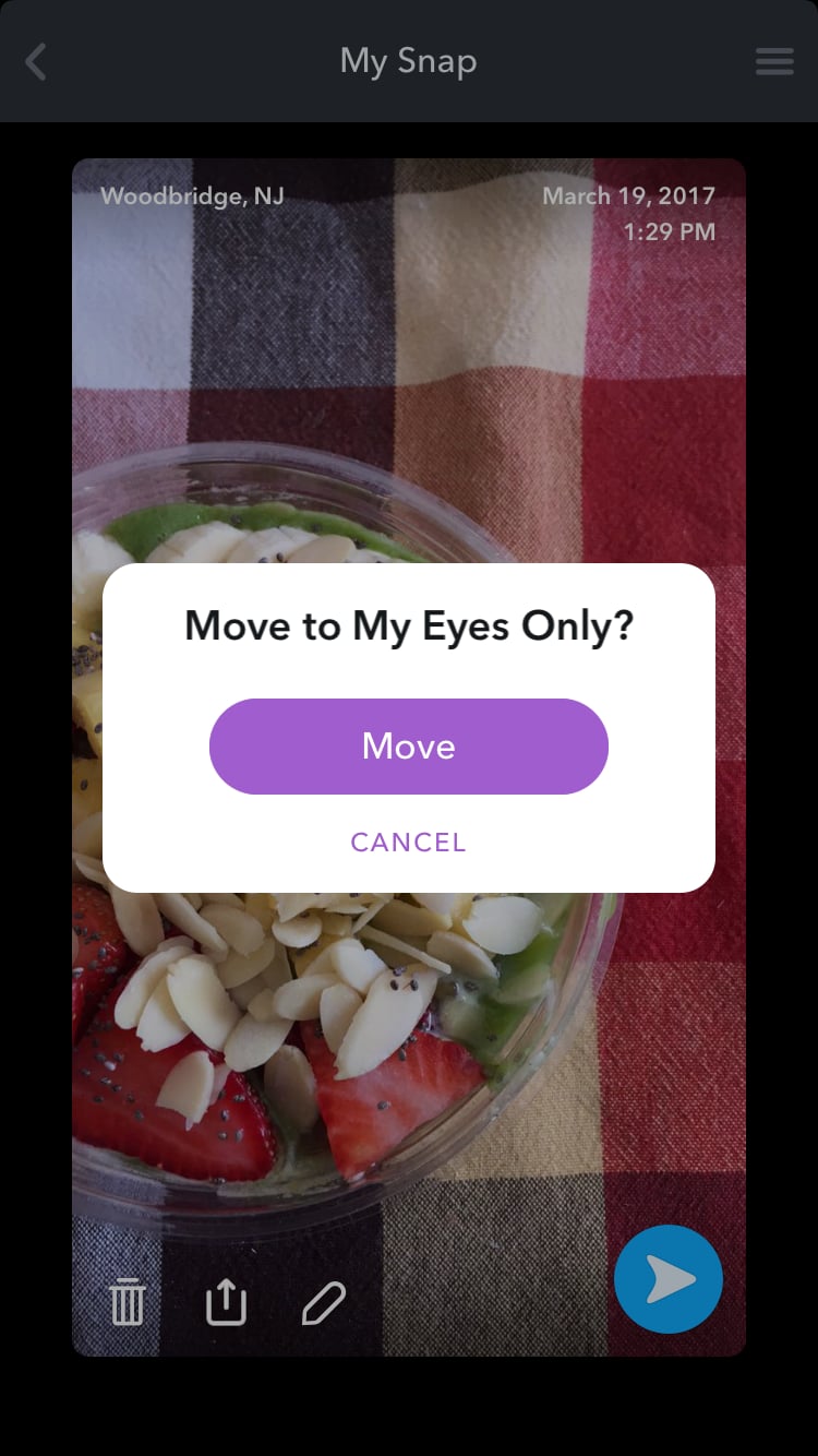 Choosing "My Eyes Only" provides an extra layer of security to your photo.