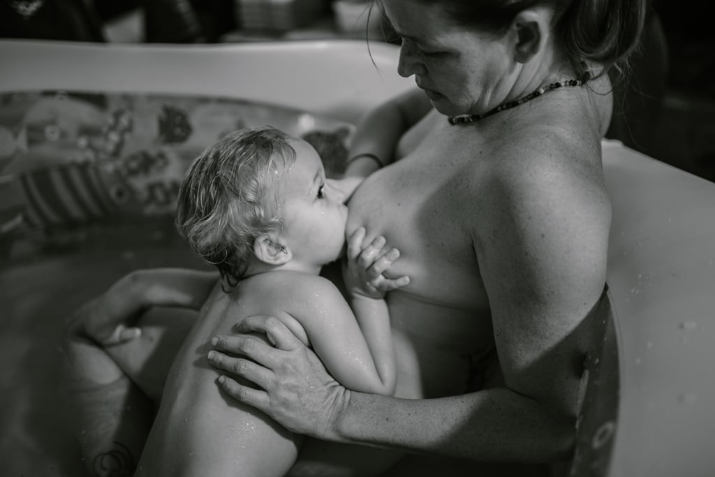Mom Breastfeeding During Childbirth