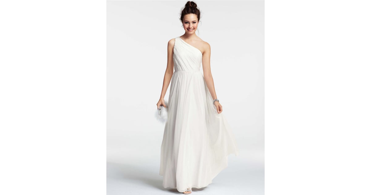 Silk Pleated One Shoulder Gown (550) Beach Wedding Dress