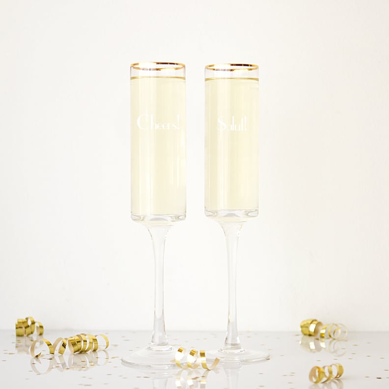 Personalized Gold Rim Contemporary Champagne Flutes