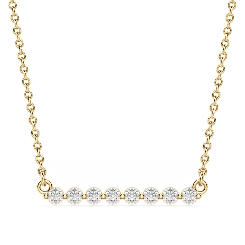 1215 Diamonds Shared Prong Bar Necklace ($730)