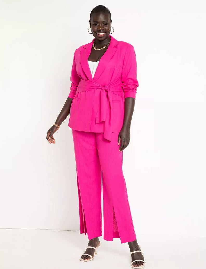 A Vibrant Suit: Eloquii Tie Waist Blazer and Slit Front Trouser