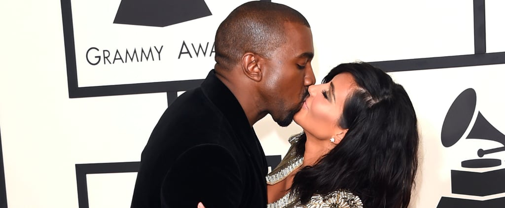 Kim Kardashian and Kanye West at the Grammys 2015