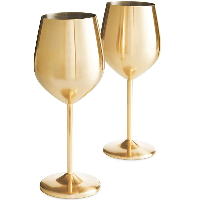 VonShef Stainless-Steel Gold Wine Glasses