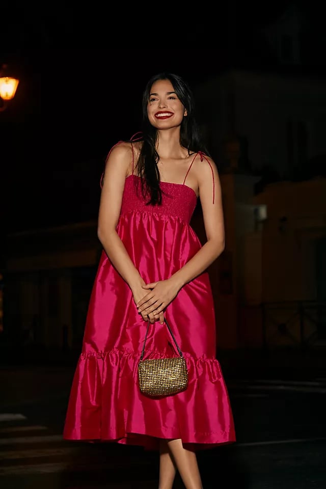 An Evening Dress: Dhruv Kapoor Smocked Cerise Dress