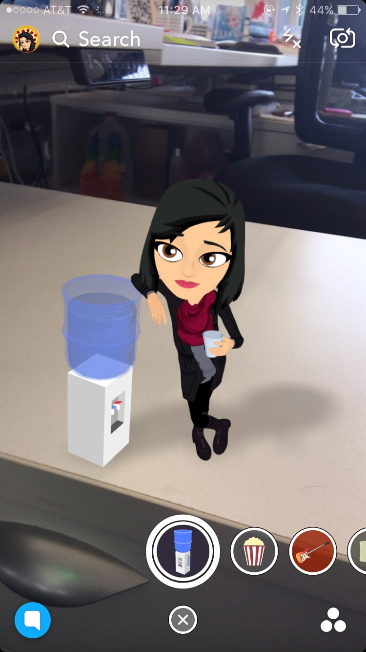 Your Bitmoji can hang out by the water cooler.