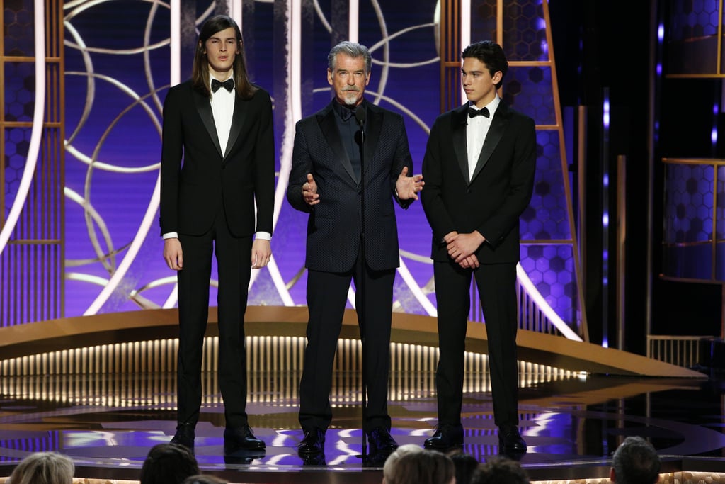 Paris and Dylan Brosnan at the Golden Globes 2020