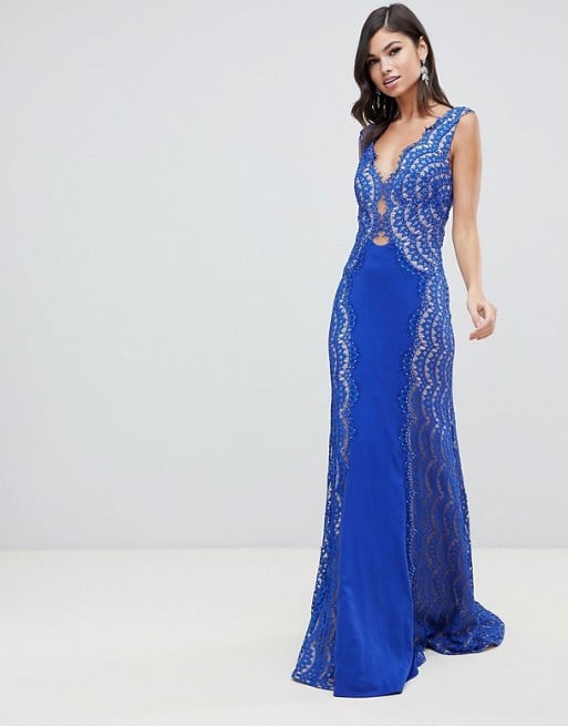 Forever Unique Embellished Plunge Maxi Dress