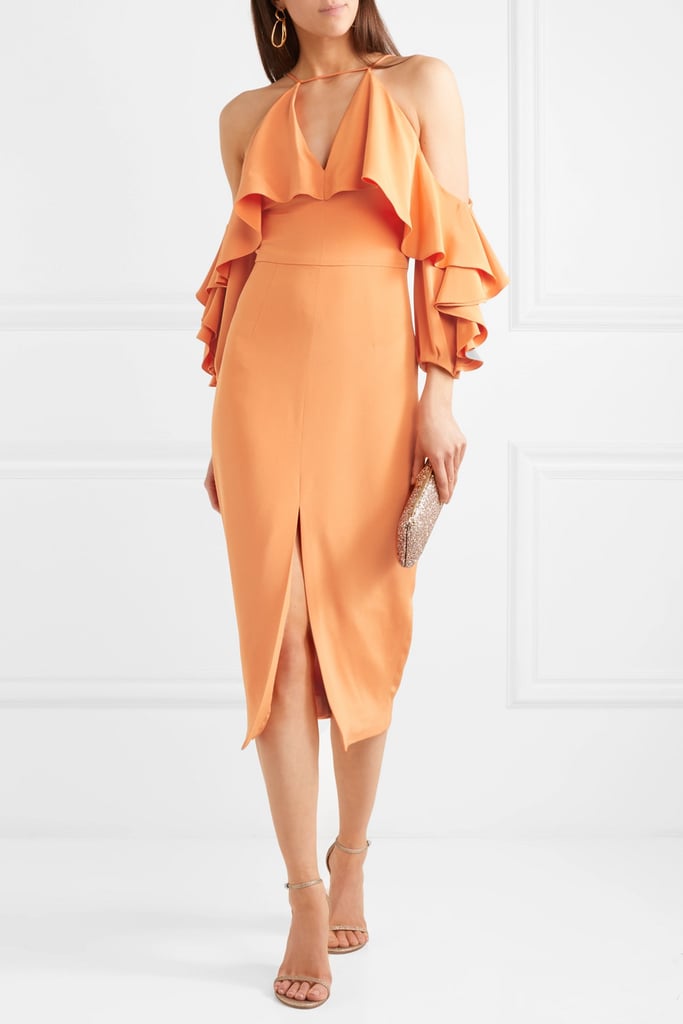 Cushnie et Ochs Cold-Shoulder Ruffled Silk Midi Dress