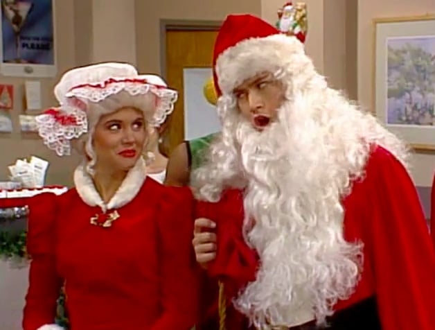 Zack Morris and Kelly Kapowski as Mr. and Mrs. Claus