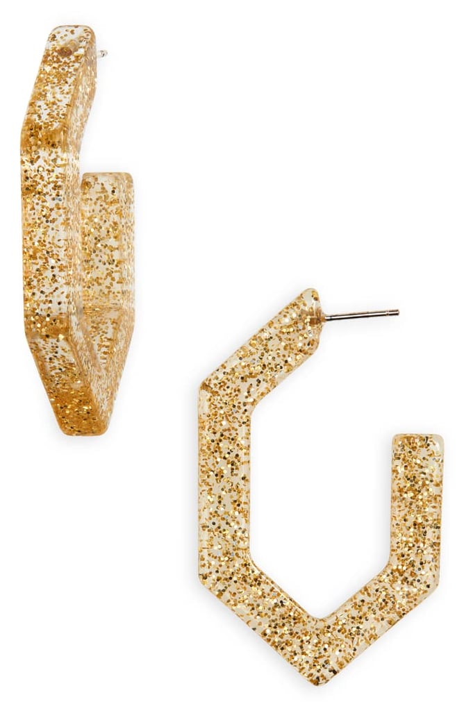 Madewell Glitter Oversize Geometric Hoop Earrings