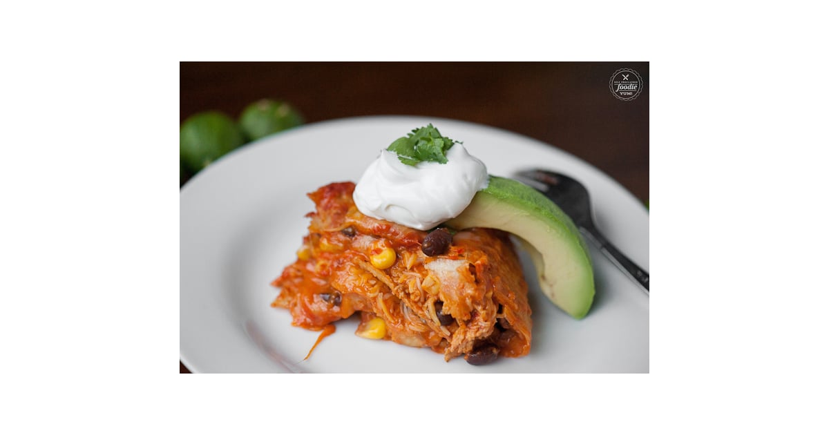 Chicken Enchilada Stack SlowCooker Latin Recipes POPSUGAR Latina