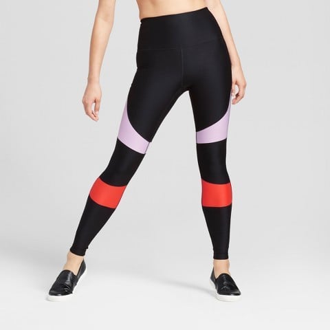 nike training high waist color block leggings in black and gold