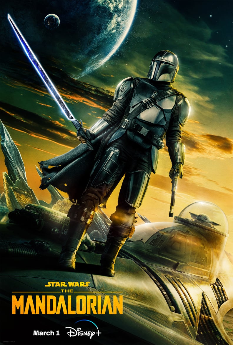The Mandalorian with the Darksaber on a poster for season 3
