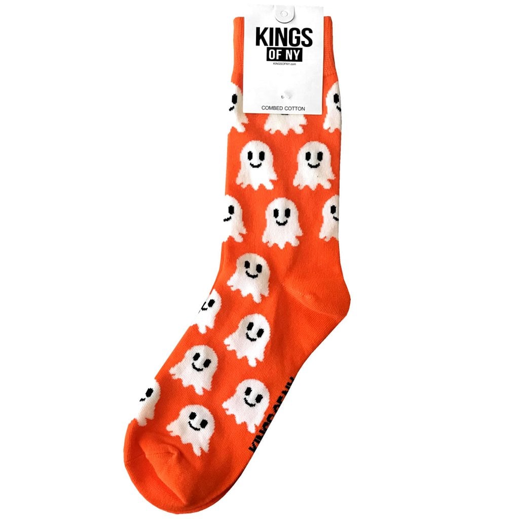 Womens 50 Full Print Stockings Orange Interesting Ghost Knee High Crew Socks