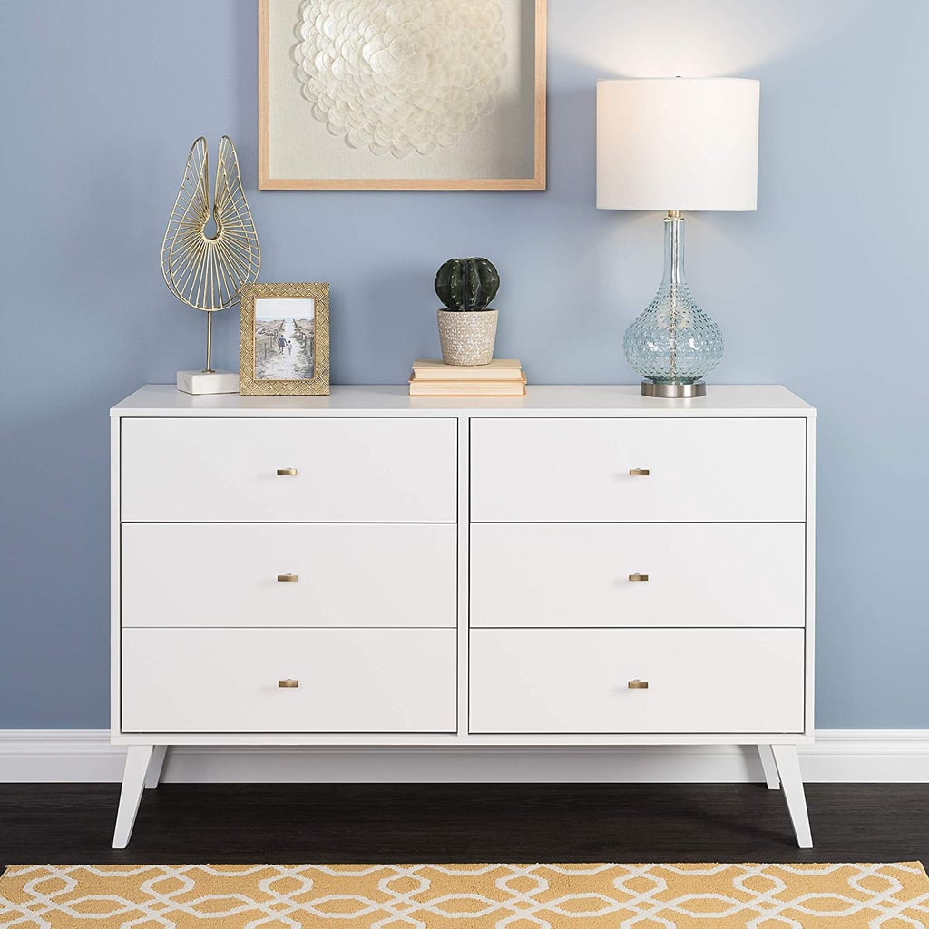 Prepac Milo Mid Century Modern 6 Drawer Double Dresser