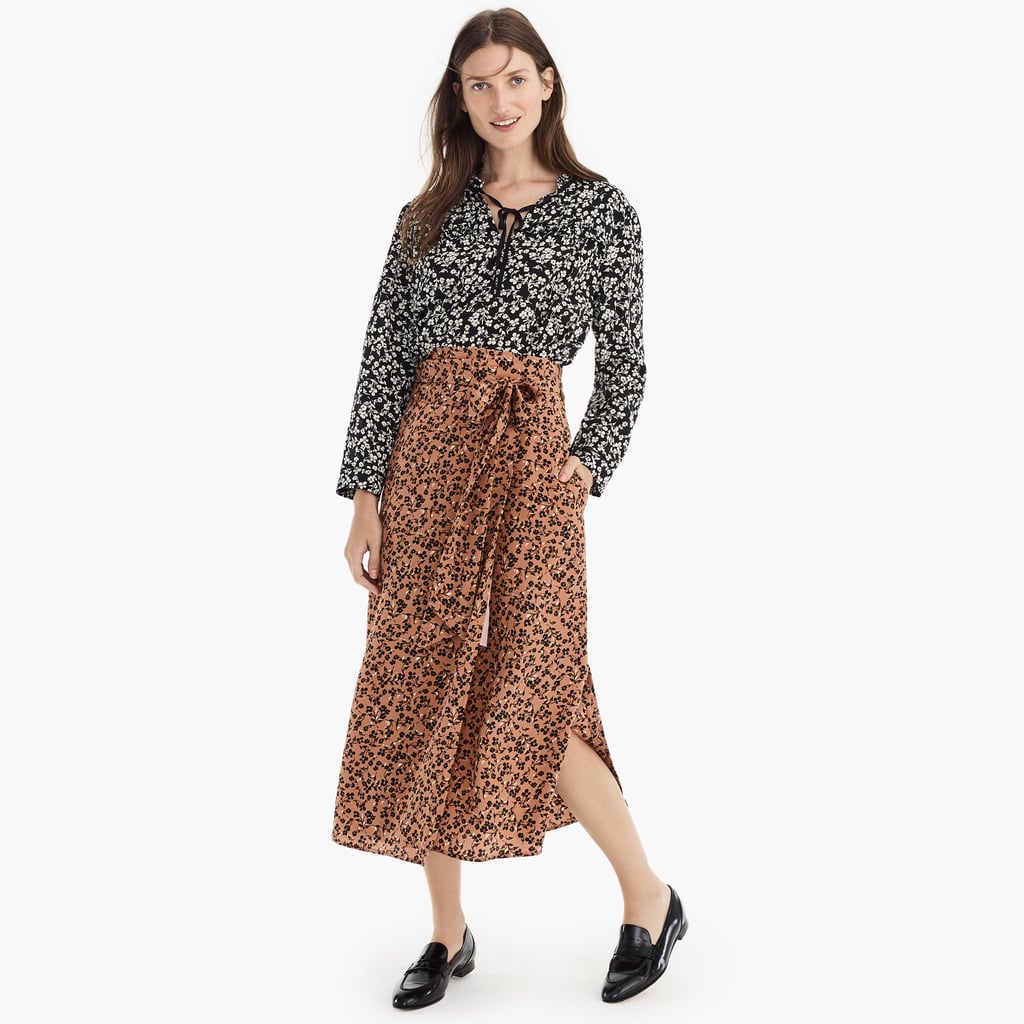 Point Sur High-Waisted Silk Wrap Skirt in Blossom Print