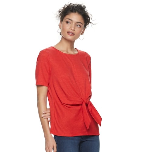 POPSUGAR Tie-Front Short-Sleeve Tee