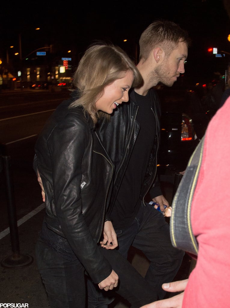 Taylor and Calvin were spotted holding hands in April, both of them sporting coordinating leather jackets and Taylor wearing a big smile on her face.