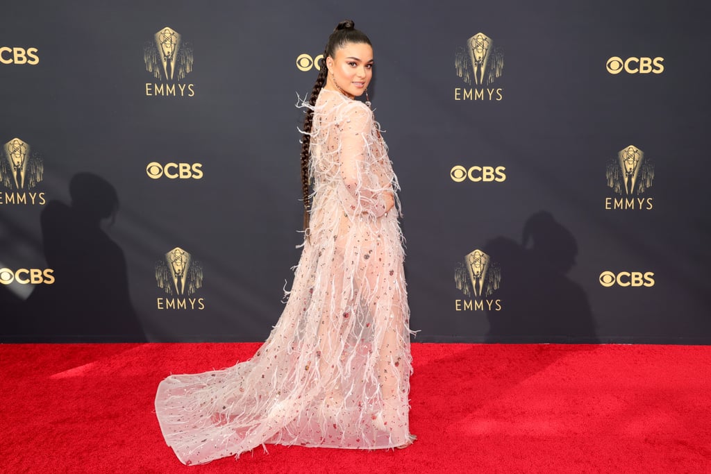 See Devery Jacobs's Sheer Feathered Dress at the 2021 Emmys