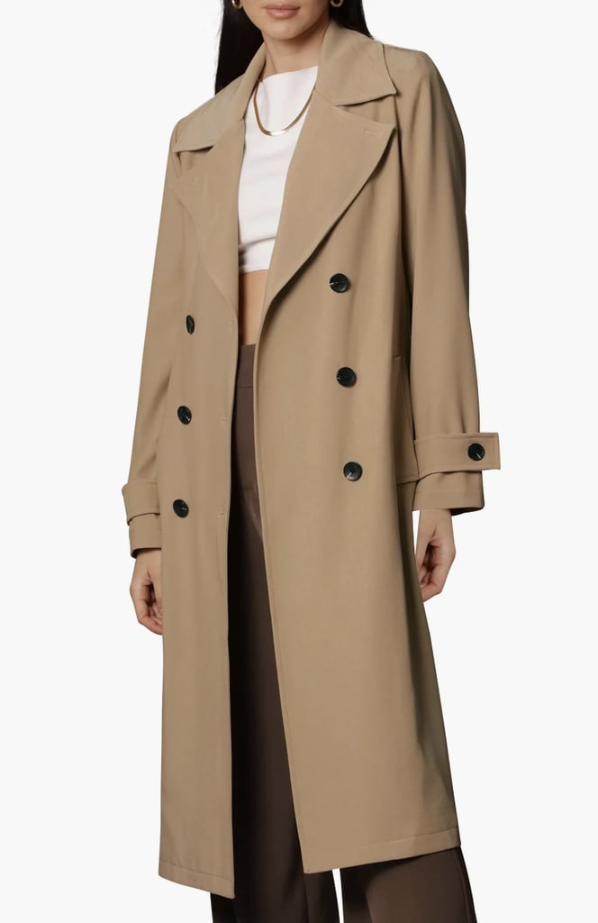 Avec Les Filles Stretch Crepe Double Breasted Trench Coat