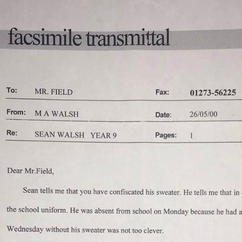 Dad's Old Fax About School Dress Code Violation