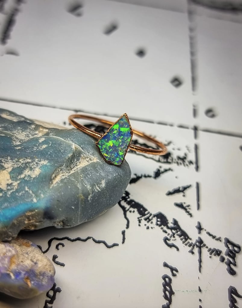 MyBlackOpal Copper Ring With Australian Opal