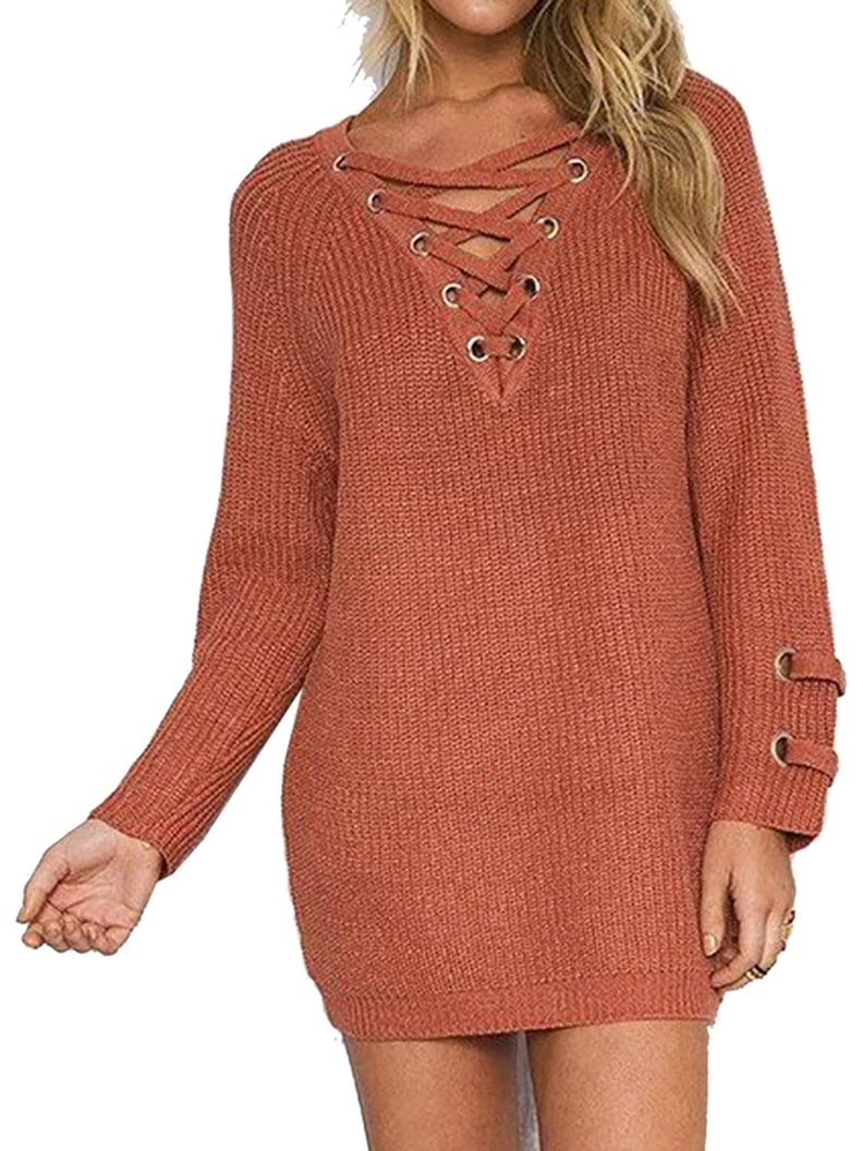 Joeoy Lace-Up Sweater Dress