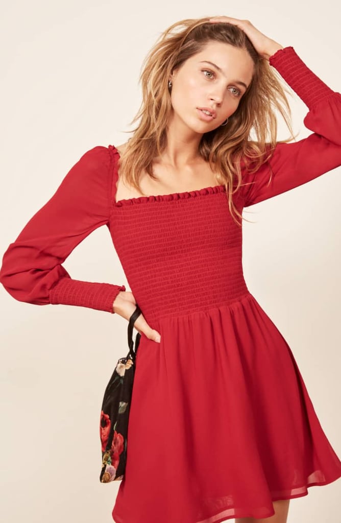 Reformation Kelli Smocked Bodice Fit & Flare Minidress