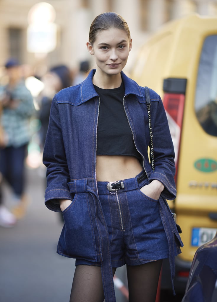 Can't stand jeans in the summer? How about a denim jacket and shorts?