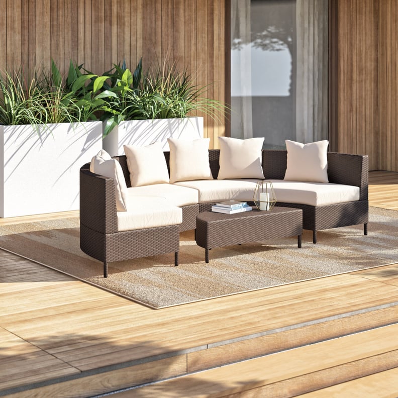 Dowd 5 Piece Rattan Sectional Seating Group With Cushions