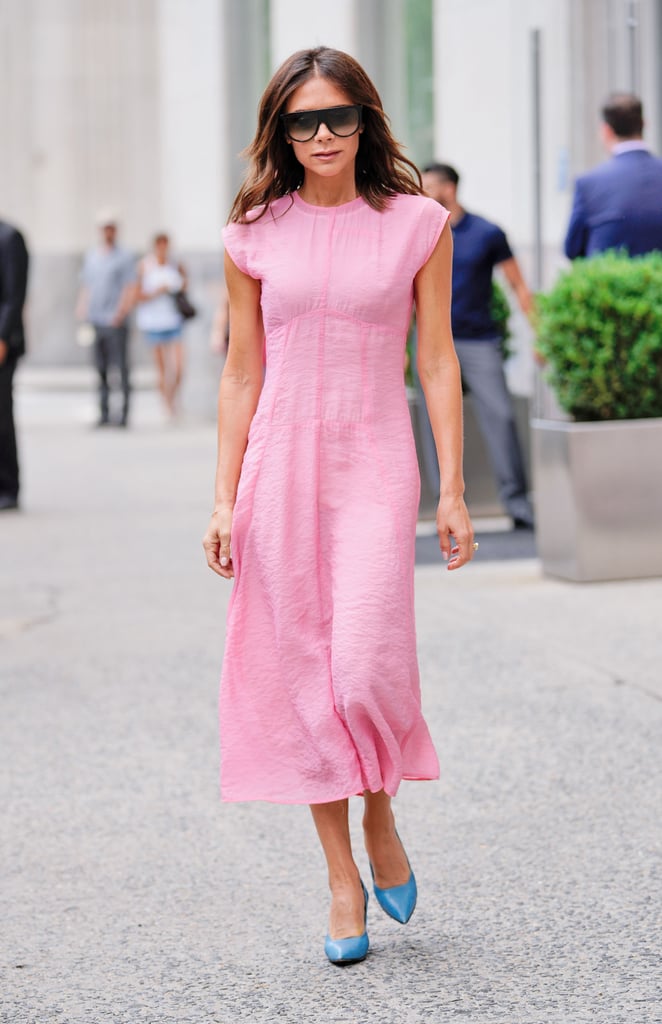 Victoria Beckham Pink Dress in NYC 2018