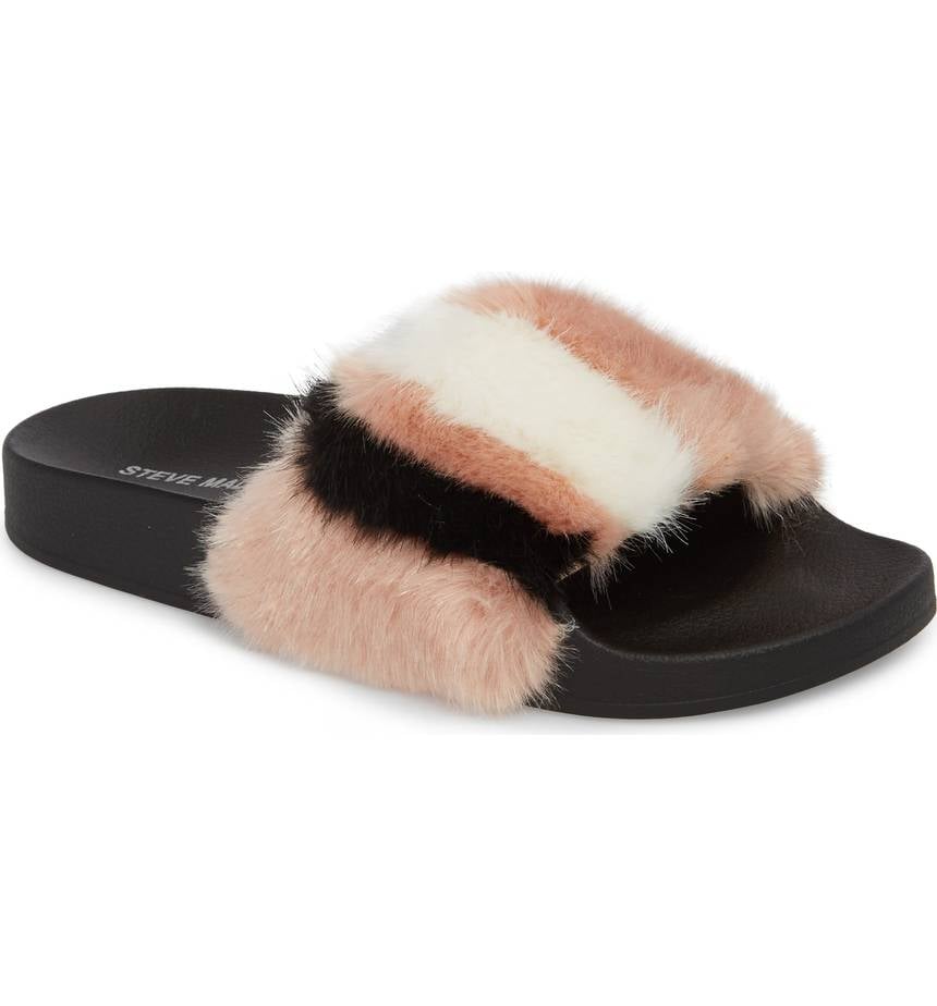 steve madden fuzzy slides