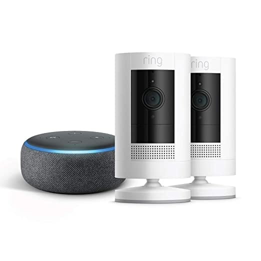 Ring Stick Up Cam Battery 2-Pack with Echo Dot