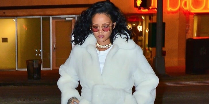 Rihanna's White Céline Fur Coat February 2019 | POPSUGAR Fashion