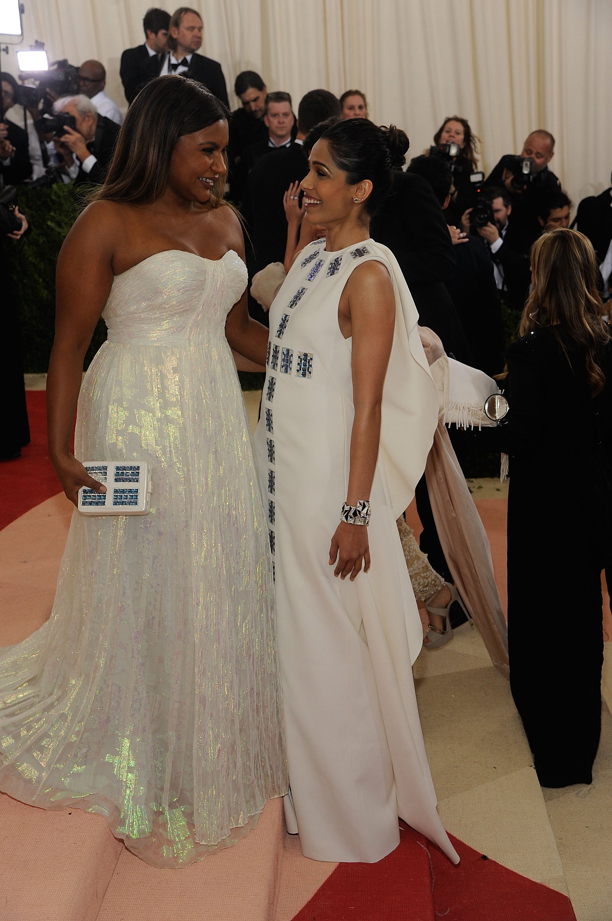 When Mindy Kaling and Freida Pinto Were Very Excited to Be Wearing Tory  Burch | 24 Stylish Candids From the Met Gala That'll Be on Your Mind All  Week Long | POPSUGAR
