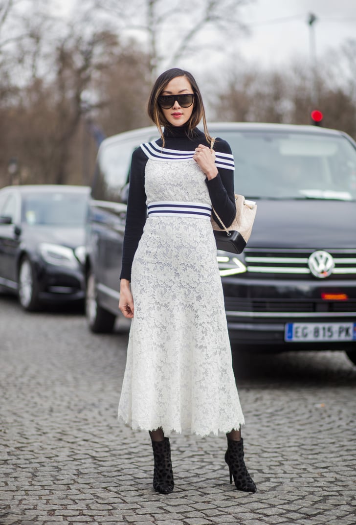 A Long Lace Dress Worn Over a Turtleneck | Fall Outfit Ideas | POPSUGAR ...