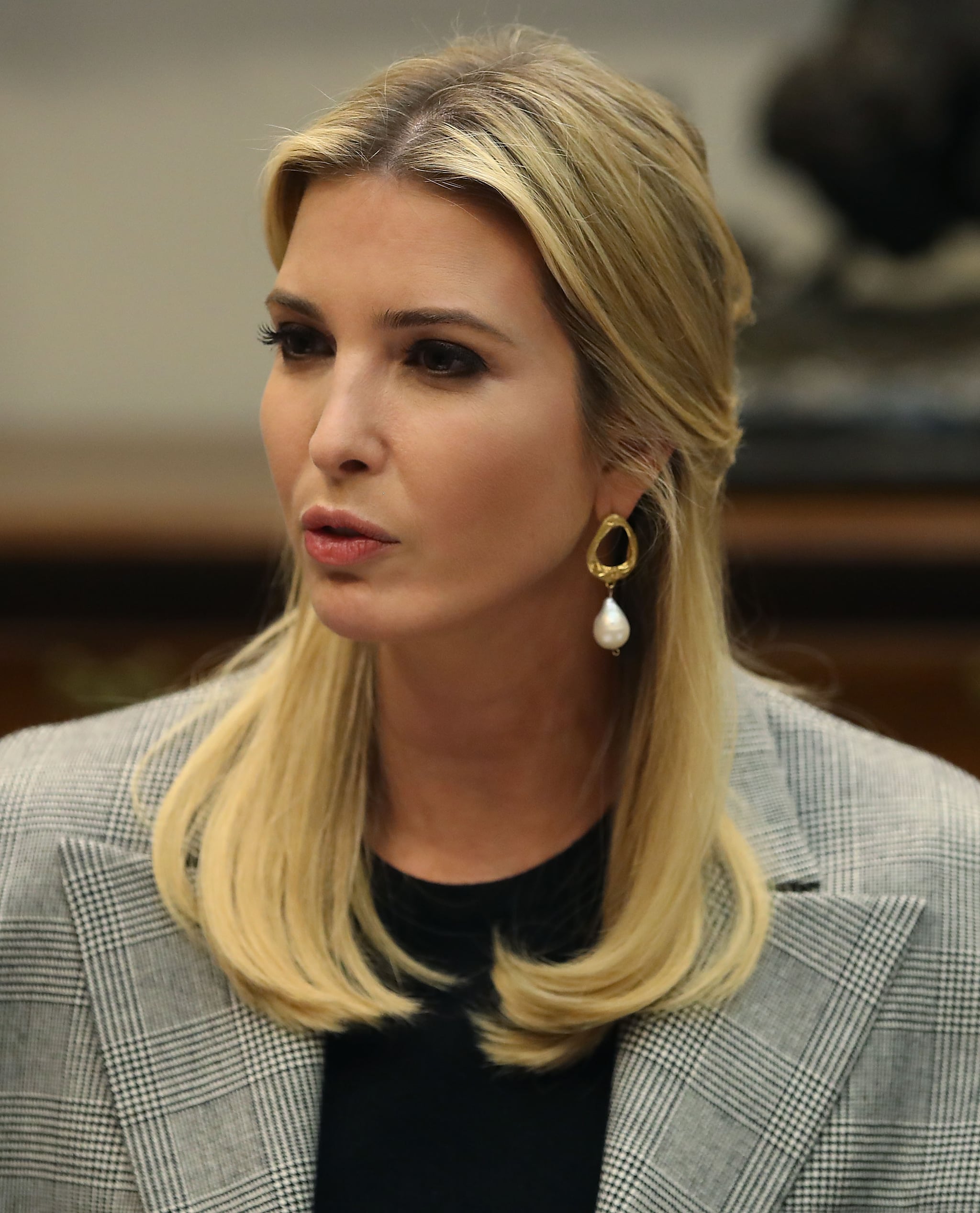 WASHINGTON, DC - MARCH 13:  Ivanka Trump participates in a bipartisan round table discussion on sex trafficking with members of Congress and the private sector in the Roosevelt Room at the White House, on March 13, 2018 in Washington, DC.  (Photo by Mark Wilson/Getty Images)