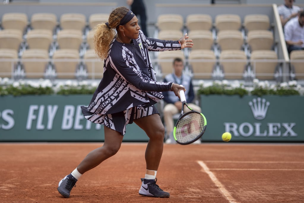 Serena Williams Off White Outfit With Text 2019 French Open