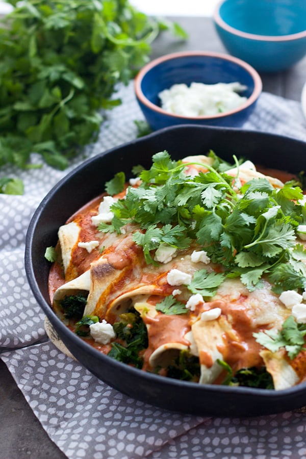 Kale and Brussels Sprout Enchiladas